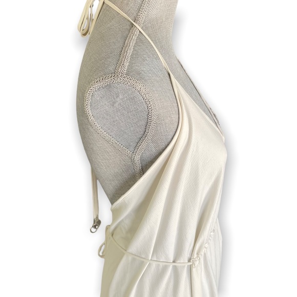 ZARA White Asymmetrical Floral Slip Dress Halter Triangle Medium - Picture 5 of 14